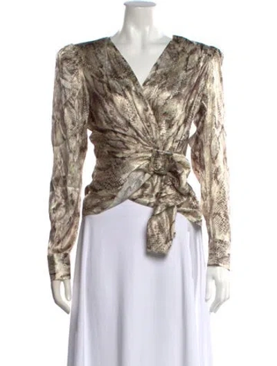 Pre-owned L'agence Silk Animal Print Blouse In Neutral
