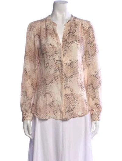 Pre-owned L'agence Silk Animal Print Blouse In Neutral