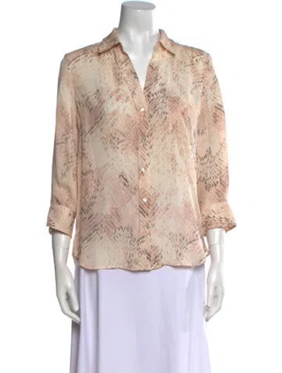 Pre-owned L'agence Silk Animal Print Blouse In Pink