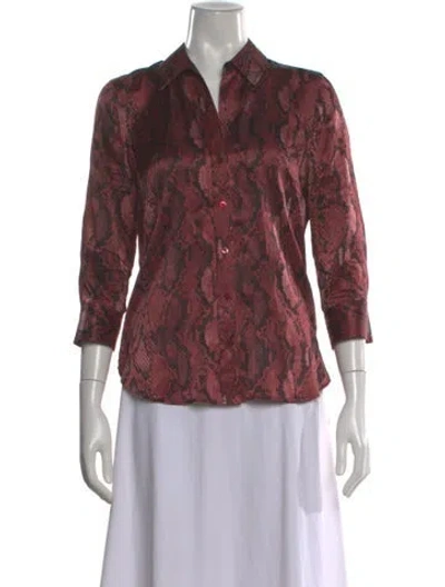 Pre-owned L'agence Silk Animal Print Blouse In Pink