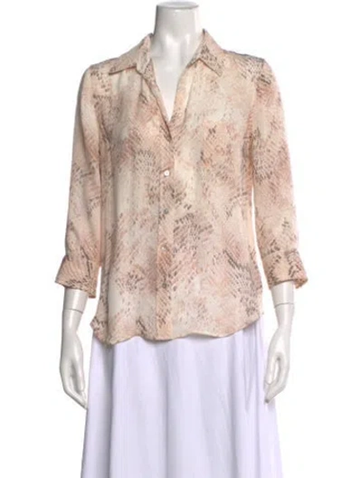 Pre-owned L'agence Silk Animal Print Blouse In Pink