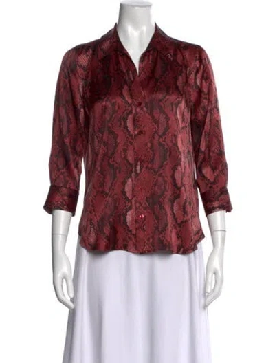 Pre-owned L'agence Silk Animal Print Blouse In Pink