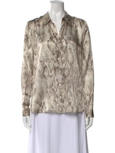 Pre-owned L'agence Silk Animal Print Blouse In Pink