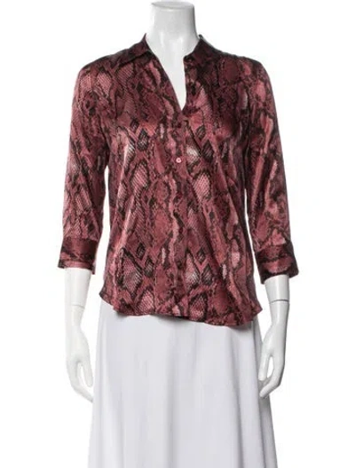 Pre-owned L'agence Silk Animal Print Blouse In Pink