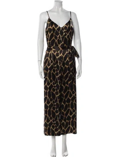 Pre-owned L'agence Silk Animal Print Jumpsuit In Black