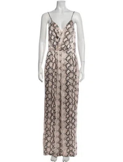 Pre-owned L'agence Silk Animal Print Jumpsuit In Pink