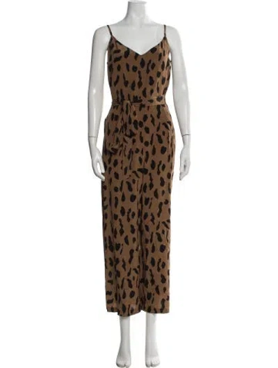 Pre-owned L'agence Silk Animal Print Jumpsuit W/ Tags In Brown