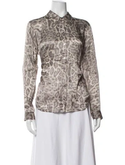 Pre-owned L'agence Silk Animal Print Pajamas In Neutrals
