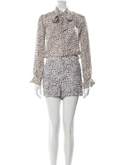Pre-owned L'agence Silk Animal Print Romper In Neutrals
