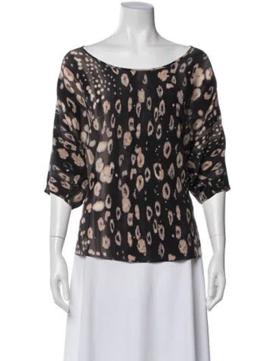 Pre-owned L'agence Silk Animal Print Top In Black