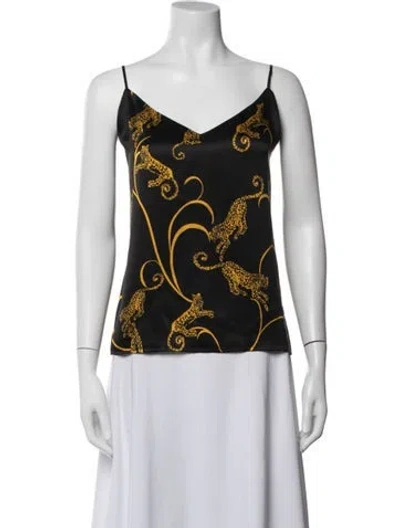 Pre-owned L'agence Silk Animal Print Top In Black