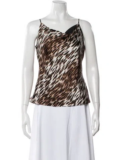 Pre-owned L'agence Silk Animal Print Top In Brown