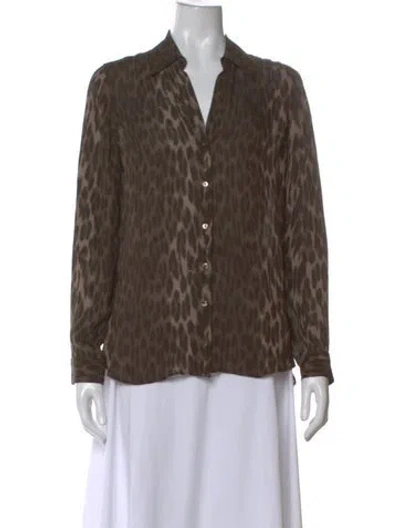 Pre-owned L'agence Silk Animal Print Top In Neutral