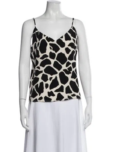 Pre-owned L'agence Silk Animal Print Top In White
