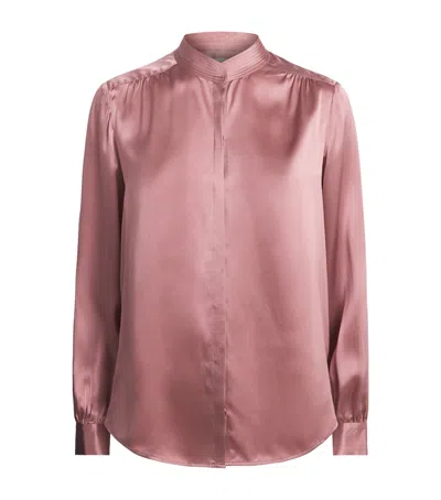L'agence Silk Charmeuse Bianca Blouse In Pink