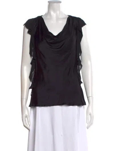 Pre-owned L'agence Silk Cowl Neck Blouse In Black