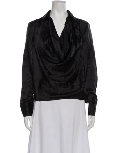 Pre-owned L'agence Silk Cowl Neck Blouse In Gray