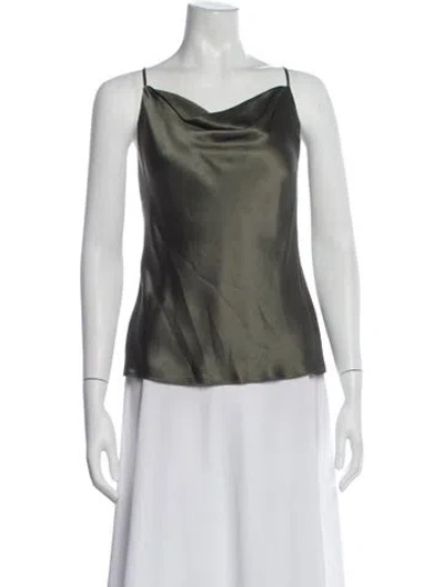Pre-owned L'agence Silk Cowl Neck Blouse In Green