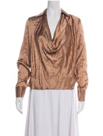 Pre-owned L'agence Silk Cowl Neck Blouse In Neutrals
