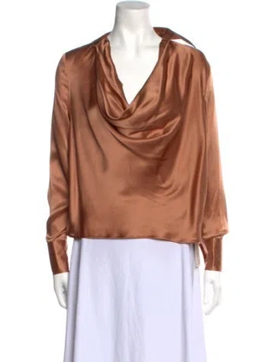 Pre-owned L'agence Silk Cowl Neck Blouse W/ Tags In Neutral