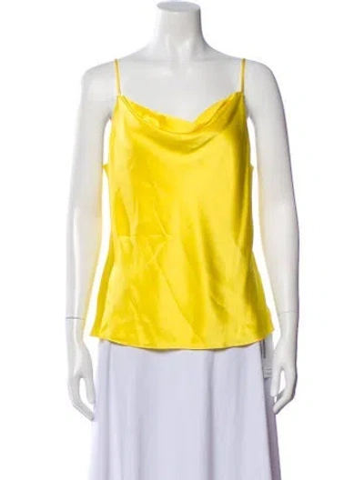 Pre-owned L'agence Silk Cowl Neck Blouse In Yellow