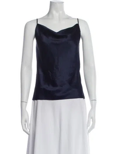 Pre-owned L'agence Silk Cowl Neck Top In Blue