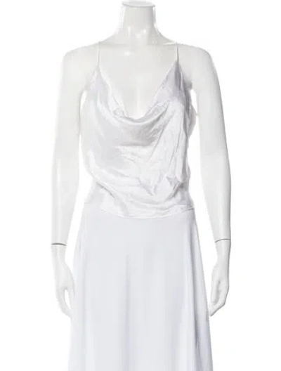 Pre-owned L'agence Silk Cowl Neck Top In White