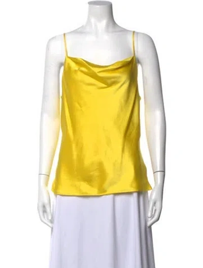 Pre-owned L'agence Silk Cowl Neck Top In Yellow
