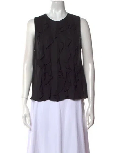 Pre-owned L'agence Silk Crew Neck Blouse In Black