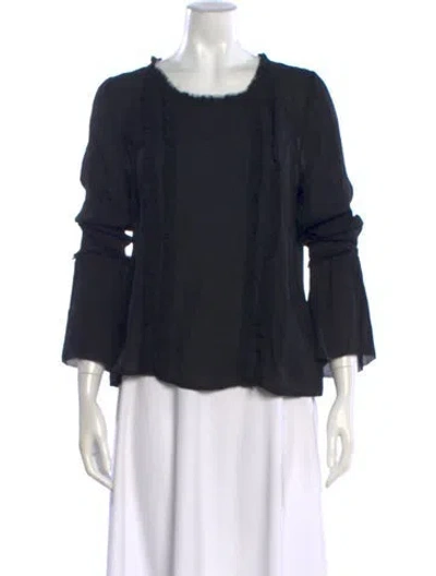 Pre-owned L'agence Silk Crew Neck Blouse In Black