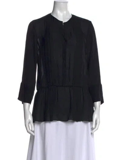 Pre-owned L'agence Silk Crew Neck Blouse In Black