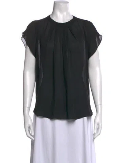 Pre-owned L'agence Silk Crew Neck Blouse In Black