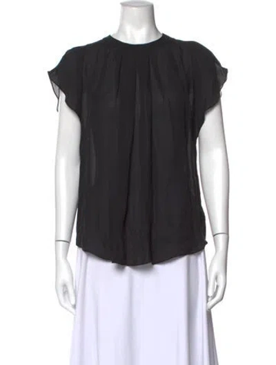 Pre-owned L'agence Silk Crew Neck Blouse In Black