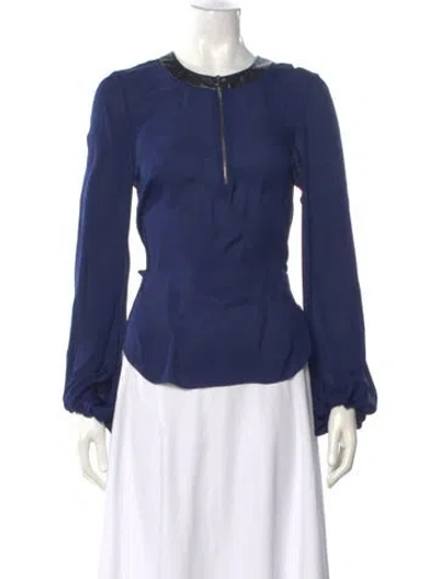 Pre-owned L'agence Silk Crew Neck Blouse In Blue