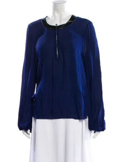 Pre-owned L'agence Silk Crew Neck Blouse In Blue