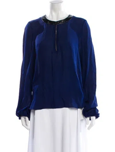 Pre-owned L'agence Silk Crew Neck Blouse In Blue