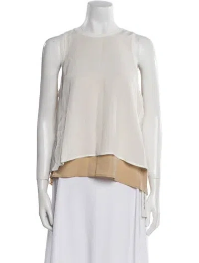 Pre-owned L'agence Silk Crew Neck Blouse In Neutral