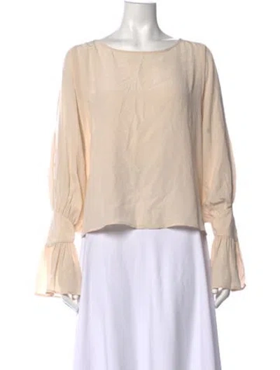 Pre-owned L'agence Silk Crew Neck Blouse In Neutrals