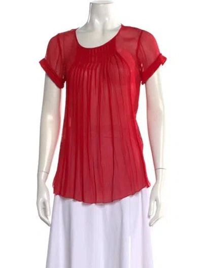 Pre-owned L'agence Silk Crew Neck Blouse In Red