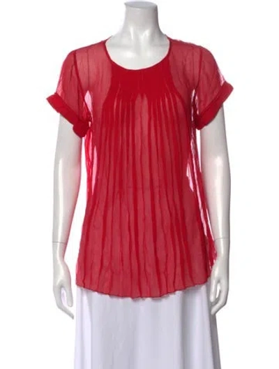Pre-owned L'agence Silk Crew Neck Blouse In Red