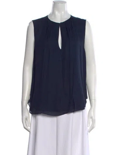 Pre-owned L'agence Silk Crew Neck Blouse W/ Tags In Blue