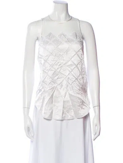 Pre-owned L'agence Silk Crew Neck Blouse In White