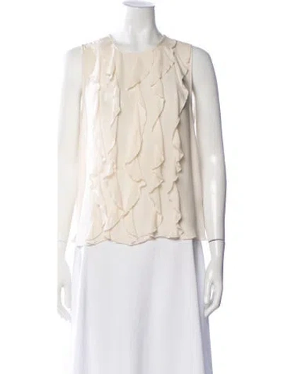 Pre-owned L'agence Silk Crew Neck Blouse In White