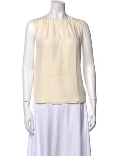 Pre-owned L'agence Silk Crew Neck Top In White