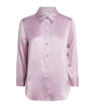 L'agence Silk Cropped-sleeve Dani Blouse In Purple