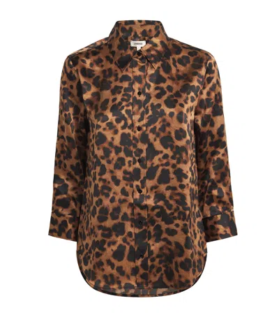 L'agence Leopard Dani Silk Blouse In Brown