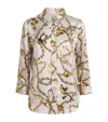 L'agence Dani Chain Print Silk Button-up Shirt In Multi