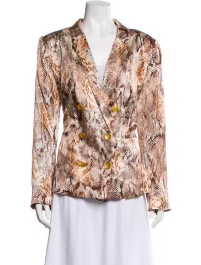 Pre-owned L'agence Silk Floral Print Blazer In Neutral