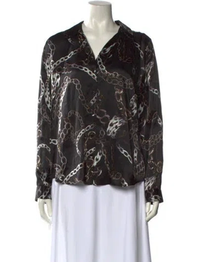 Pre-owned L'agence Silk Floral Print Blouse In Black
