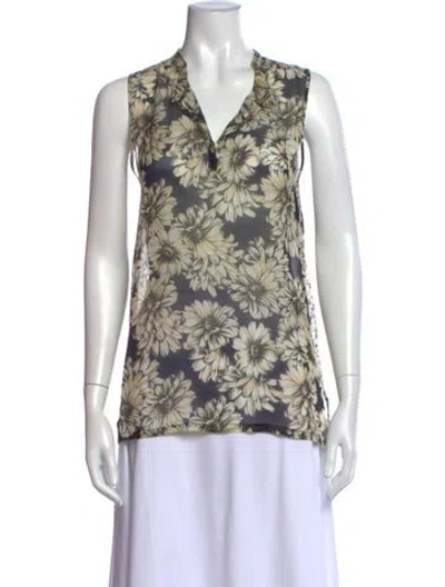 Pre-owned L'agence Silk Floral Print Blouse In Black